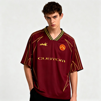 Maillots de football de haute qualité OEM personnalisés pour hommes, col en V, design de couture, logo brodé, style rétro streetwear