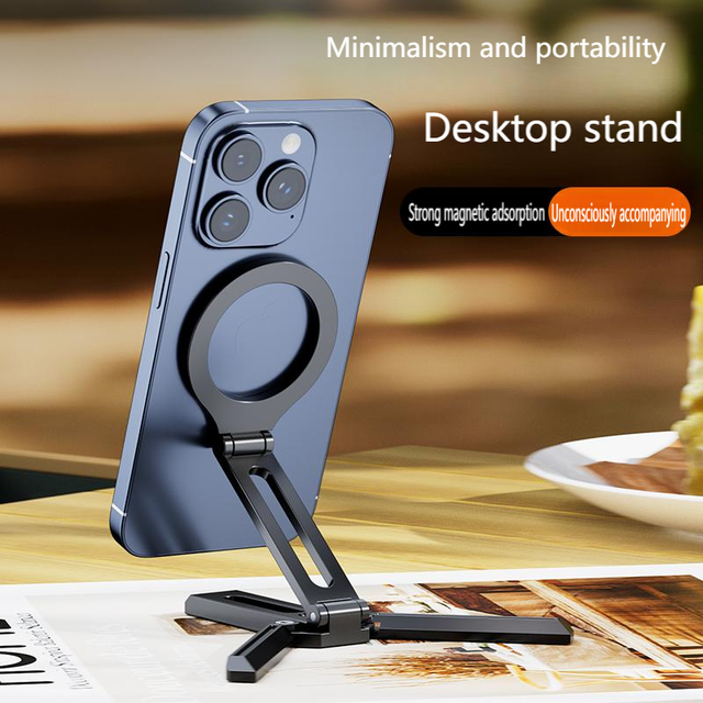 Foldable Magnetic Phone Holder Adjustable Desktop Stand Portable Mobile Phone Stand for Video Recording Live Streaming