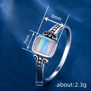 Bague géométrique en labradorite T0927, sertissage carré, pierre naturelle, bijou unisexe, cadeau tendance - Product Image 3