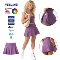 Jupes de sport pour femmes avec short intégré et poche, taille haute, coupe trapèze, pour le tennis et le golf, légères, vêtements de sport athlétiques personnalisables