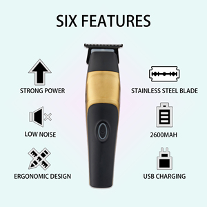 Fournisseur de tondeuses à <span class=keywords><strong>cheveux</strong></span> professionnelles sans fil, rechargeables par USB, avec lame en acier inoxydable, OEM. - Product Image 4