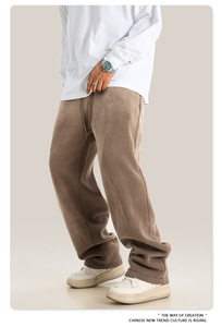 Pantalones Rectos Anchos y Holgados con Forro de <span class=keywords><strong>Terciopelo</strong></span> para <span class=keywords><strong>Hombre</strong></span> K2429, Otoño 2025, Estilo Urbano Americano, Lavado de Marca - Product Image 5