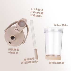 ขวดน้ำ Tritan หรูหรา ปี 2026 พร้อมหลอดดูด ขายส่ง โลโก้สั่งทำได้ 500 มล. แก้วพลาสติกใส ปราศจากสาร BPA พร้อมหูจับ แก้วน้ำแบบใช้ซ้ำได้ - Product Image 4