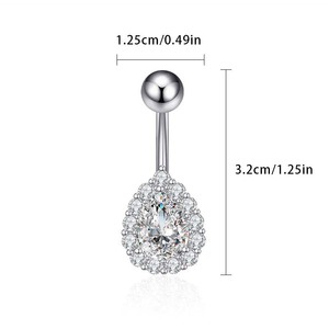 Anelli per Piercing all'Ombelico alla Moda in Acciaio Inossidabile 316L con Cristalli, <span class=keywords><strong>Cuore</strong></span> e Farfalla in Zirconia, Gioielli per il Corpo da Donna - Product Image 6