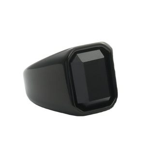 Men's <b>Titanium</b> Steel Square <b>Ring</b> Red <b>Black</b> Gemstone Retro Punk Style Geometric Design 280692 - Product Image 2