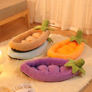 Wholesale Short Plush <strong>Cat</strong> Dog <strong>Bed</strong> Eggplant <strong>Shape</strong> - Product Image 2
