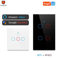CHNLAN Version Universelle US EU Tuya Télécommande Maison Intelligente Interrupteur Tactile en Verre Connecté WiFi RF433 Contrôle de l'Éclairage 1/2/3/4 Gang