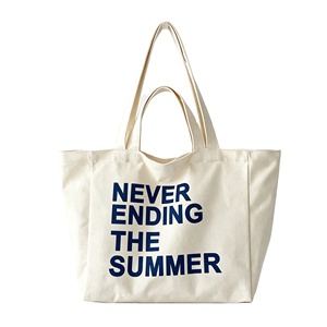 Custom Logo Canvas <b>Tote</b> <b>Bag</b> with Inner <b>Zipper</b> Pocket and Letter Pattern-Eco-Friendly Reusable Heavy-Duty <b>Bag</b> for Everyday Carry - Product Image 1