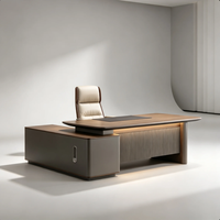 Ensemble de bureau de direction en forme de L avec panneau en bois moderne, chaise, armoire latérale, table de PDG/directeur, vente en gros OEM/ODM pour usine de bureau