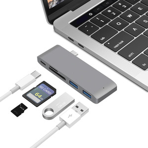 Hub USB-C 5-en-1 <span class=keywords><strong>Adaptateur</strong></span> multiport avec lecteur de <span class=keywords><strong>carte</strong></span> <span class=keywords><strong>SD</strong></span>/TF pour <span class=keywords><strong>MacBook</strong></span> Pro/Air (Métal en stock) - Product Image 1