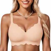 Soutien-gorge Jelly sans couture pour femme, sans armatures, design de soutien, effet push-up Jelly, grandes tailles, bonnets profonds, bretelles réglables, bord festonné