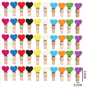 Clip a forma di cuore in legno per cartoni animati Color peg 3.5cm di lunghezza mini clip per <span class=keywords><strong>foto</strong></span> decorazione per la casa - Product Image 2