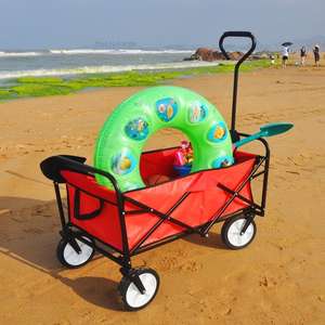 Troli Pantai Lipat dengan Pegangan Teleskopik, Gerobak Lipat untuk Berkemah, Olahraga, Perjalanan, dan Belanja - Product Image 3