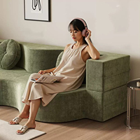 Sofá Cama Convertible de Tela Ondulada, Modular, para Sala de Estar, Dormitorio, Apartamento Pequeño, Mueble Moderno y Suave para el Hogar