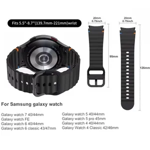 Cinturino in silicone originale per <span class=keywords><strong>Samsung</strong></span> Galaxy <span class=keywords><strong>Watch</strong></span> 7/FE/<span class=keywords><strong>5</strong></span> <span class=keywords><strong>Pro</strong></span>, bracciale per <span class=keywords><strong>Samsung</strong></span> Galaxy <span class=keywords><strong>Watch</strong></span> 6/4 Classic 44mm 40mm. - Product Image 5