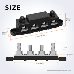 Bloc de jonction en cuivre à ressort, 4 goujons M10, 250A 48V, barre omnibus robuste, base en nylon, bloc de distribution d'alimentation pour voiture - Product Image 2