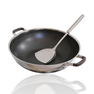 Nuevo producto <span class=keywords><strong>Wok</strong></span> Pan Hybrid <span class=keywords><strong>Wok</strong></span> de 12 pulgadas con tapa Woks reutilizables de acero inoxidable antiadherentes - Product Image 2