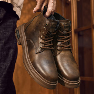 <span class=keywords><strong>Botas</strong></span> de herramientas para <span class=keywords><strong>hombre</strong></span>, <span class=keywords><strong>botas</strong></span> Martin, seguridad en el trabajo, al aire libre, Chukka, senderismo, senderismo, cuero, parte superior media alta, forro polar grueso, algodón cálido - Product Image 5