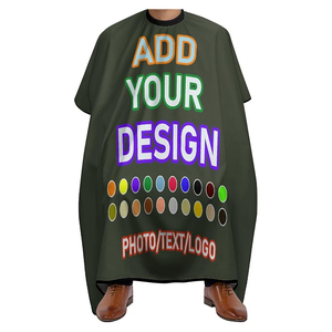 Venta al por mayor de capas de salón de fábrica personalizada añadir su propia imagen/logotipo/texto delantal de peluquero peluquería - Product Image 2