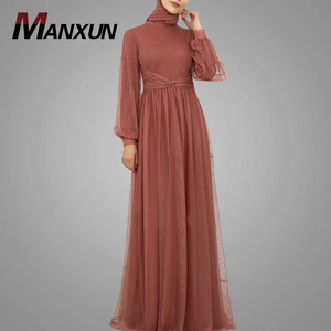 Robes de soirée à manches longues pour filles musulmanes sexy, style marocain, abaya élégante, design à gros perles, vêtements islamiques - Product Image 1
