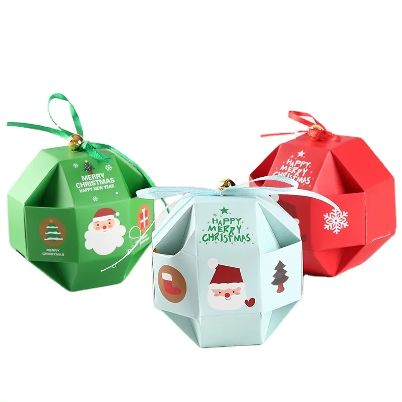 Groothandel Custom Hoge Kwaliteit Creatieve Kerst Snoep Verpakking Lantaarn Bal Kerst Papier Geschenkdoos