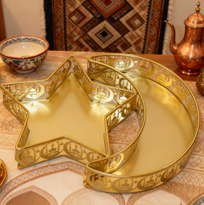 DAMAI 2026 Nuevo Plato de Frutas para Ramadán, Decoración para el Hogar, Adorno para Eid Mubarak, Bandeja de Hierro con Diseño de Luna y Estrella para Aperitivos, Decoración para Ramadán - Product Image 1