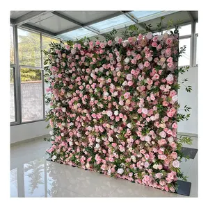 5D Fabric Artificial Flower Wall For Garden Large Zipper Rolling Up Flower Wall Easter Mother's Day Wall Decoration