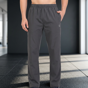 Pantalon de jogging décontracté gris foncé pour homme avec taille élastique, poches latérales, respirant, léger, séchage rapide, en polyester - Product Image 3