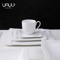 FENN Service de Table en Céramique Blanche, Design Épuré, Vaisselle Carrée pour Restaurant et Hôtel, Haute Qualité Fournisseurs Chinois