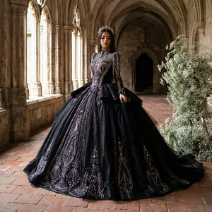 dress to impress codes new update Gothic Black Lace Wedding Dress with Open Back SYBIL Custom Size / Black