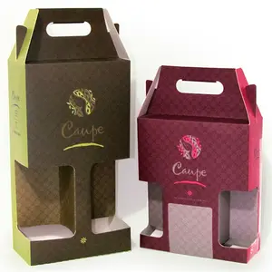 Картонная коробка для вина с логотипом на заказ, 6 упаковок, оптовая продажа, Дешевая портативная ручка, упаковка из гофрированной бумаги, 6 бутылок, переноска для пива