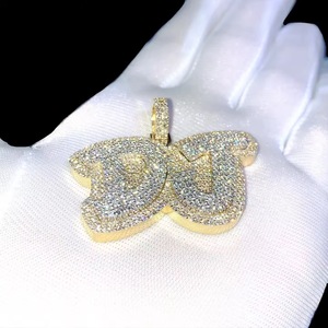 Colgante de Plata de Ley 925 con Diamante Moissanita y Letra Personalizada, Joyería Hip Hop con Baño de Oro, Colgante Fino para Hombre y Mujer - Product Image 2