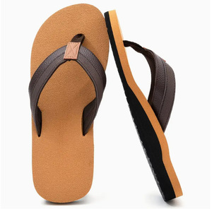 Tongs de plage en <span class=keywords><strong>cuir</strong></span> pour hommes avec soutien de la voûte plantaire, best-seller de l'été - Product Image 1