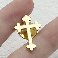 Épingle de revers dorée en acier inoxydable 316L, résistante au ternissement, motif foi et religion, accessoire pour pasteur d'église, pour Pâques et Noël