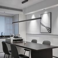 Lustre LED minimaliste moderne en bois noir, luminaire suspendu linéaire pour la décoration de la maison