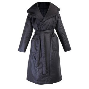 Manteau épaissi de neige avec ceinture à capuche, costume long en coton pour femmes, costume d'automne et d'été <span class=keywords><strong>2022</strong></span> en coton de couleur pure - Product Image 1