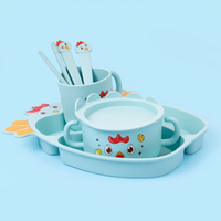 Matériau de qualité alimentaire respectueux de l'environnement conception de dessin animé bébé tout-petits enfants plateau alimentaire assiette divisée bol ensemble de couverts