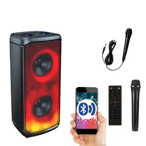 RGB portátil Bluetooth PA Speaker System, Karaoke Machine Set com microfone sem fio, piscando luzes RGB, rádio FM, Vocal