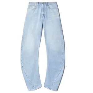 Jeans da uomo personalizzati blu doppio ginocchio carpentiere utility pants ricamo pantaloni dritti larghi sky blue banana jeans uomo