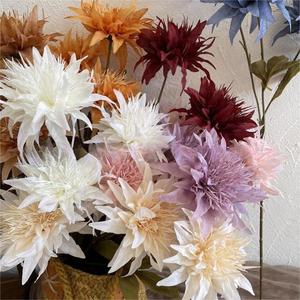 Fourniture en vrac de haute qualité Faux 3 têtes fleurs d'anémone de mer bleu soie d'anémone de mariage artificielle - Product Image 4