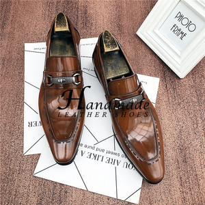 Chaussures en cuir pour hommes, à bout pointu, à enfiler, style montantes, pour le bureau et la carrière, en cuir véritable fait main - Product Image 5
