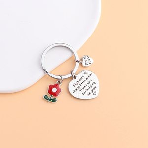 Portachiavi <span class=keywords><strong>Personalizzati</strong></span> per Studenti con Piccolo Fiore Rosso, Regalo di Ringraziamento per Insegnanti, Portachiavi <span class=keywords><strong>Personalizzati</strong></span> con Charm - Product Image 1
