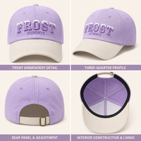 Casquette Dad Hat Bicolore Violet et Ivoire avec Logo Personnalisé, Broderie 3D en Relief, Cadeau de Printemps, Fête, Club, Campus, Lettre Premium