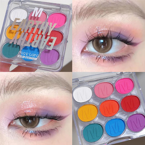 9 Color Highly Pigmented Matte & Shimmer Eyeshadow <b>Palette</b> <b>Blue</b> Purple Green <b>Eye</b> Makeup <b>Palette</b> Private Label OEM - Product Image 5