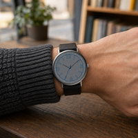 Montre-bracelet à quartz pour homme, boîtier en alliage, bracelet en cuir véritable de qualité supérieure, montre d'affaires