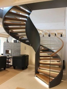 Escalera Curva Iluminada <span class=keywords><strong>con</strong></span> Tiras <span class=keywords><strong>LED</strong></span> Integradas, Escalera en Espiral Impermeable <span class=keywords><strong>con</strong></span> Iluminación por Degradado - Product Image 2