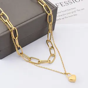 Factory Custom High Quality Jewelry Gold Plated 14k 18k Stainless Steel Jewerelly Heart Necklace Jewelry Neckless Jewelry