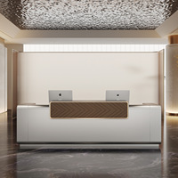 Comptoir de réception en bois avec éclairage LED, pour hôpital, hôtel, consultation, salon de beauté, caisse, table de caissier, luxe commercial