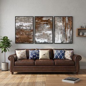 Large <b>Framed</b> <b>Canvas</b> Wall Art-Rustic Brown and White Portrait for Living Room Aesthetic Vintage - Product Image 2