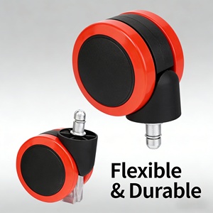 Premium-Qualität 65mm Nylon <span class=keywords><strong>PU</strong></span>-Rollen PP-Rad Schwarzer Kern Schwenkbar Gewindestange Statisch Doppelrad Trolley-Wagen Möbel - Product Image 1